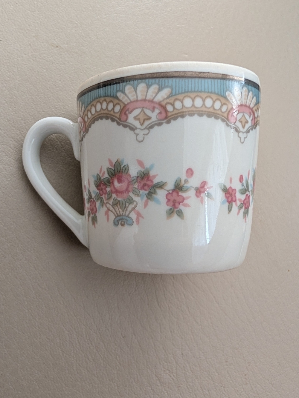 vintage porcelain tea cup or demitasse cup by Leart Brazil Floral Replacement
